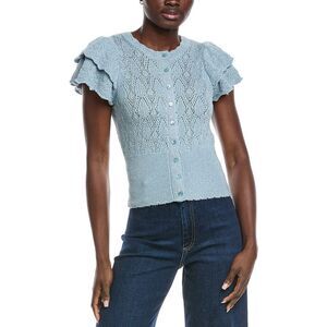 Autumn Cashmere Womens  Diamond Pointelle Top, Blue